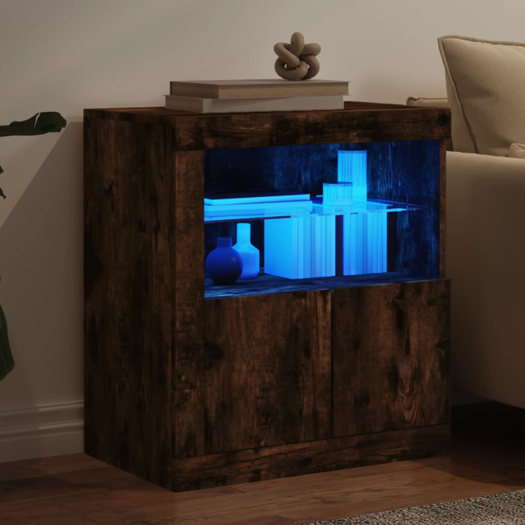 Servantă cu lumini LED, stejar fumuriu, 60,5x37x67 cm GartenMobel Dekor