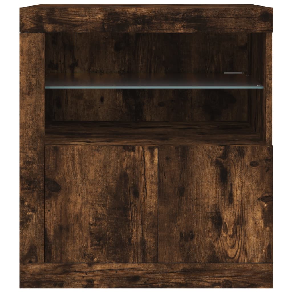 Servantă cu lumini LED, stejar fumuriu, 60,5x37x67 cm GartenMobel Dekor
