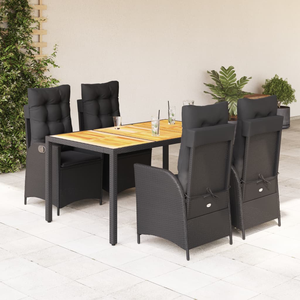 Set mobilier de grădină cu perne, 5 piese, negru, poliratan GartenMobel Dekor