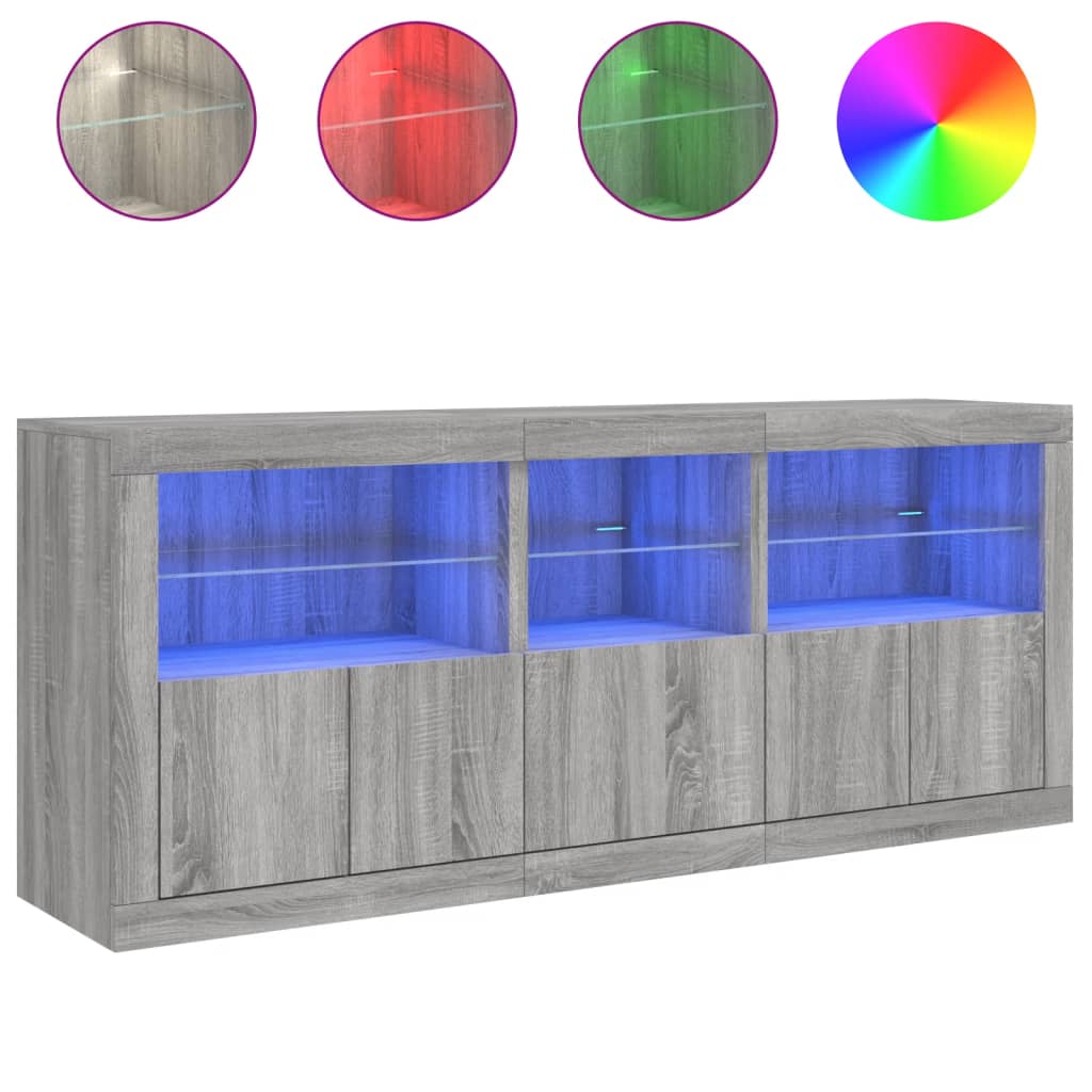 Dulap cu lumini LED, gri sonoma, 162x37x67 cm GartenMobel Dekor