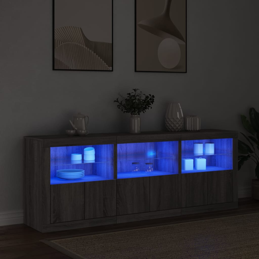 Dulap cu lumini LED, gri sonoma, 181,5x37x67 cm GartenMobel Dekor