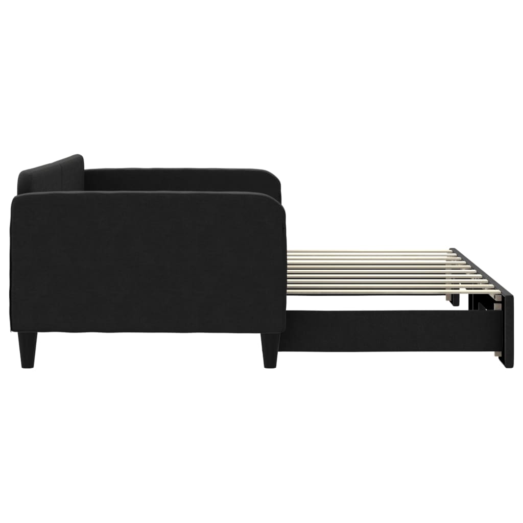 Pat de zi cu extensie, negru, 90x190 cm, textil GartenMobel Dekor