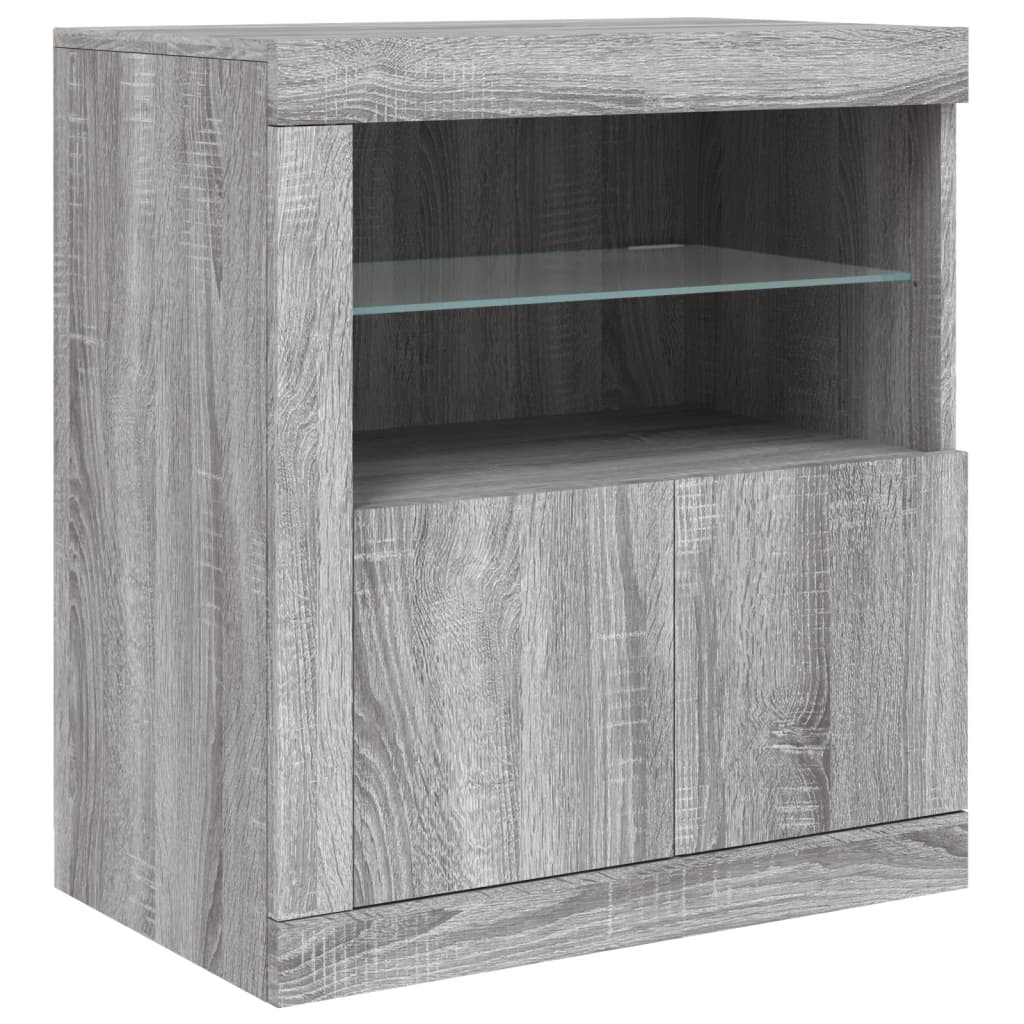 Servantă cu lumini LED, gri sonoma, 162x37x67 cm GartenMobel Dekor