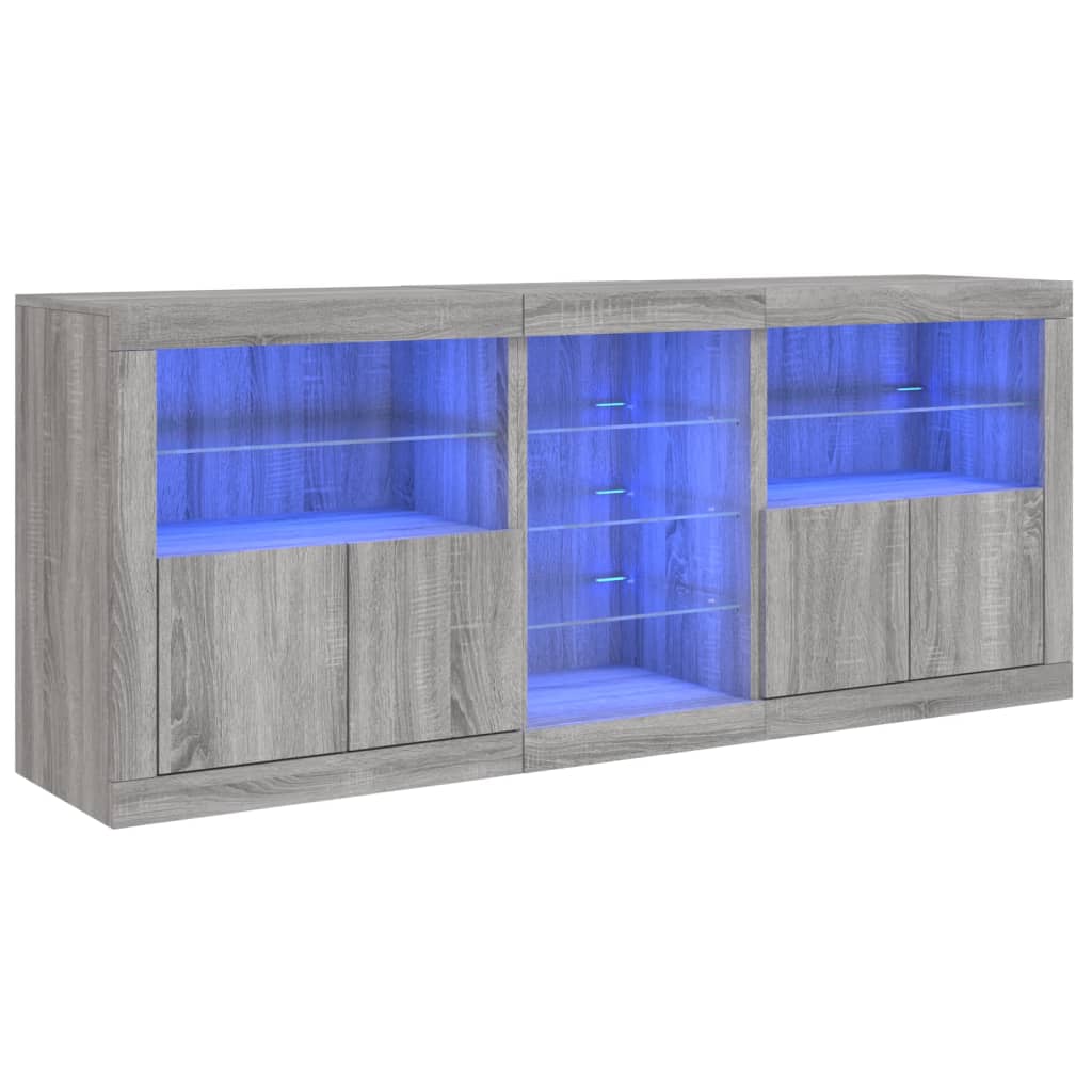Servantă cu lumini LED, gri sonoma, 162x37x67 cm GartenMobel Dekor