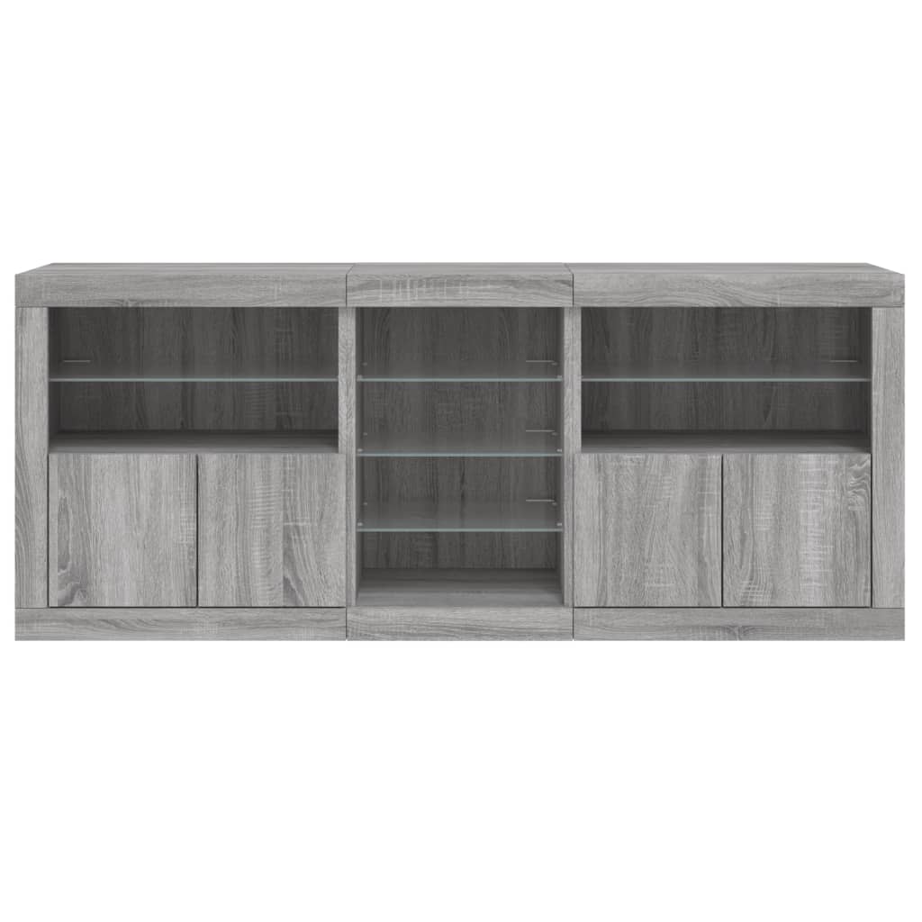 Servantă cu lumini LED, gri sonoma, 162x37x67 cm GartenMobel Dekor