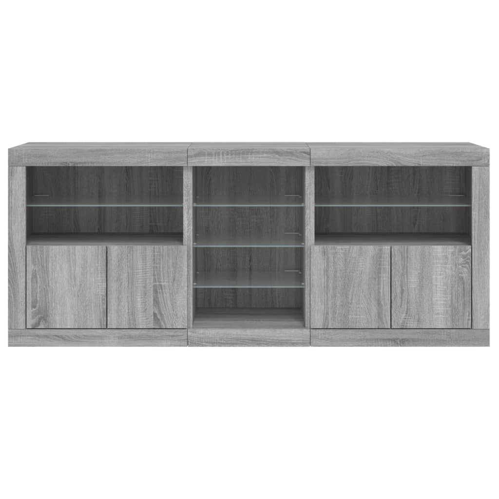 Servantă cu lumini LED, gri sonoma, 181,5x37x67 cm GartenMobel Dekor