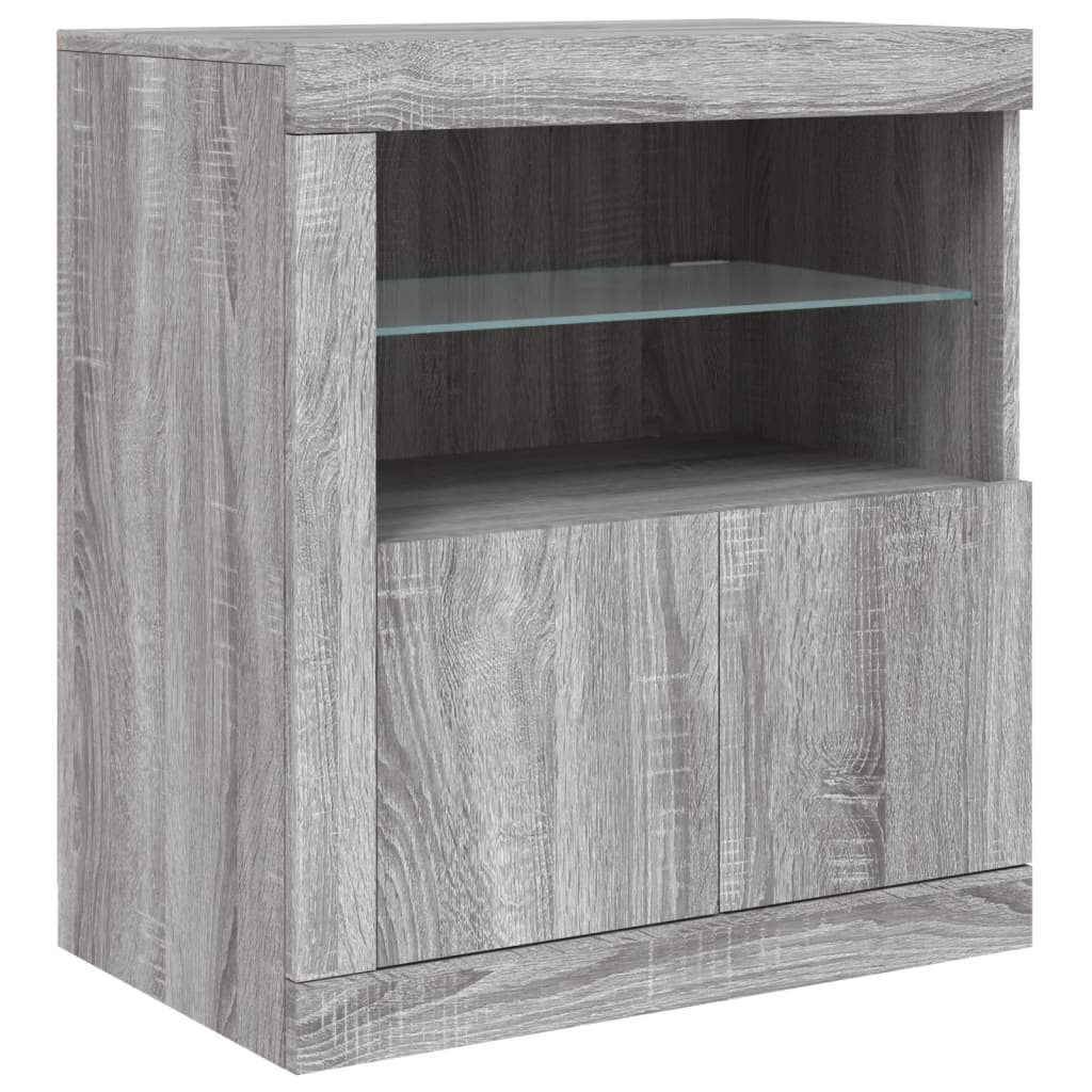 Servantă cu lumini LED, gri sonoma, 181,5x37x67 cm GartenMobel Dekor