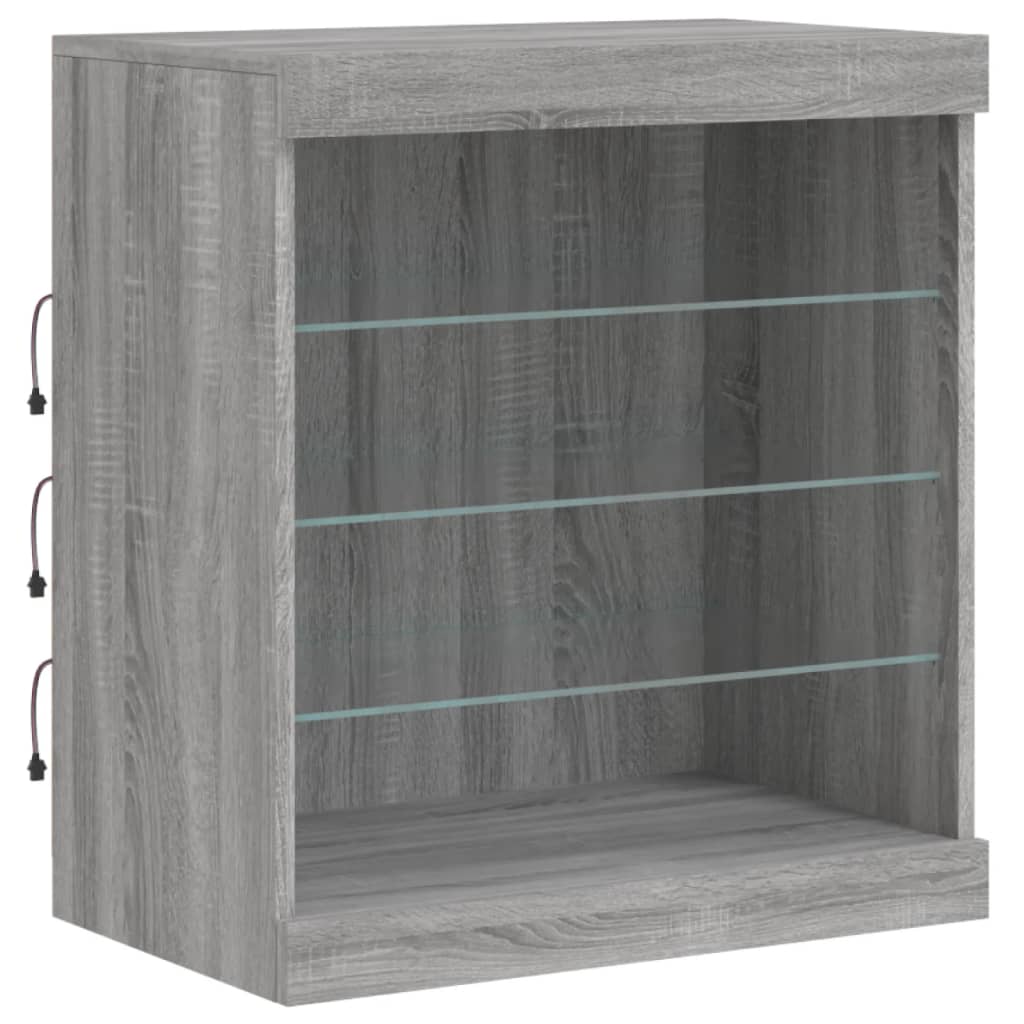 Servantă cu lumini LED, gri sonoma, 181,5x37x67 cm GartenMobel Dekor