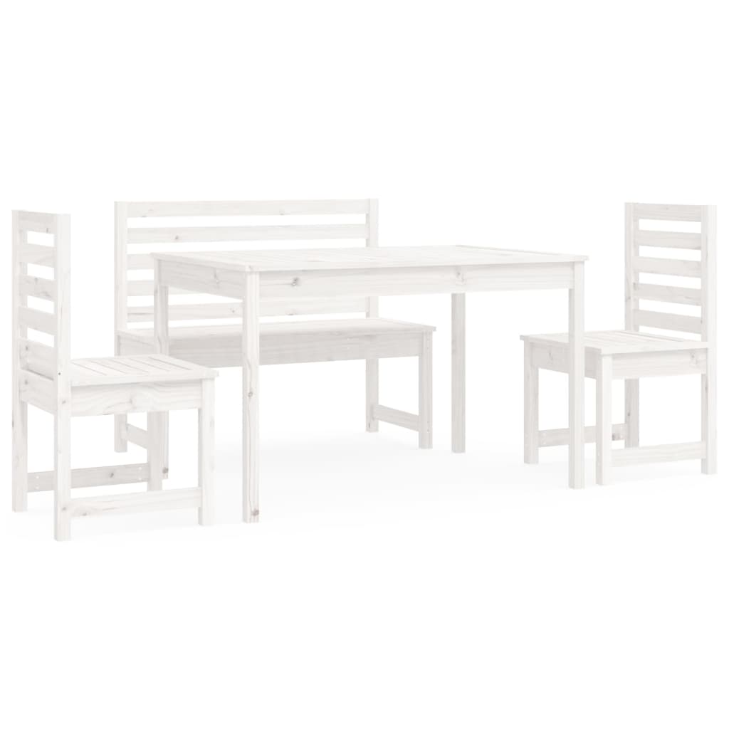 Set de dining pentru grădină, 4 piese, alb, lemn masiv de pin GartenMobel Dekor