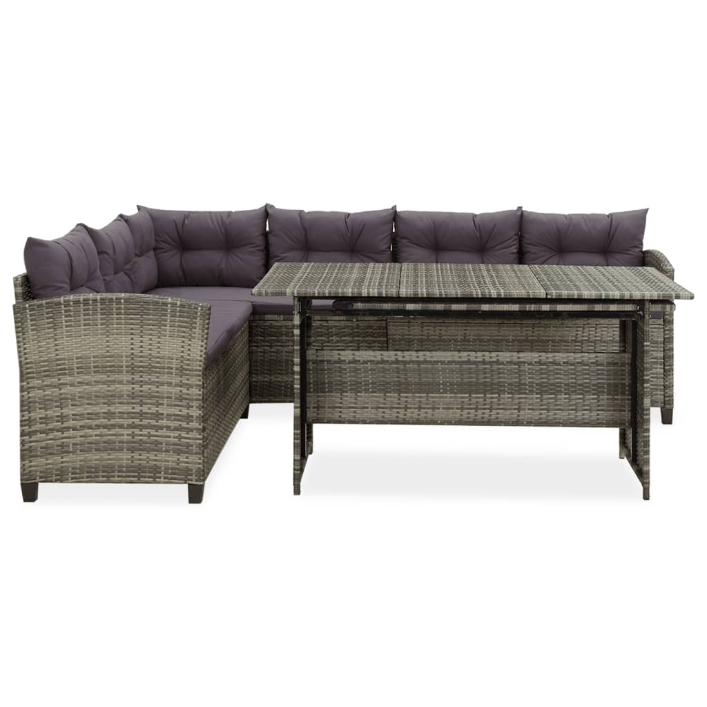 Set mobilier de grădină cu perne, 2 piese, gri, poliratan GartenMobel Dekor