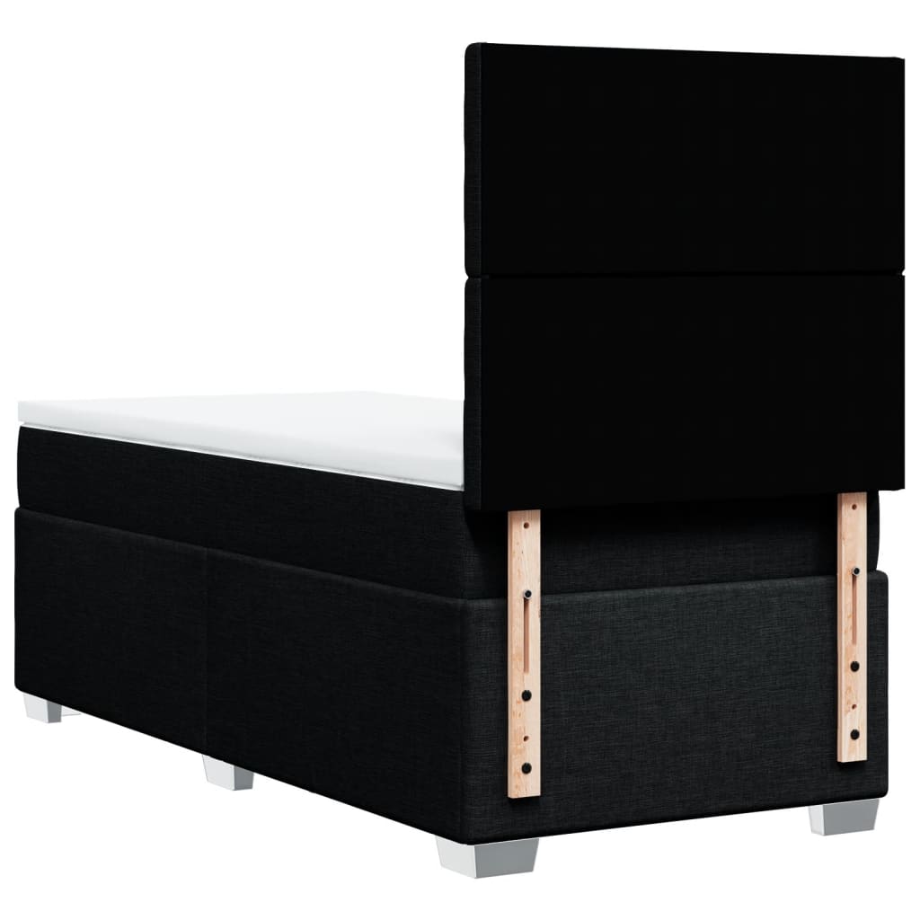 Pat box spring cu saltea, negru, 100x200 cm, textil GartenMobel Dekor