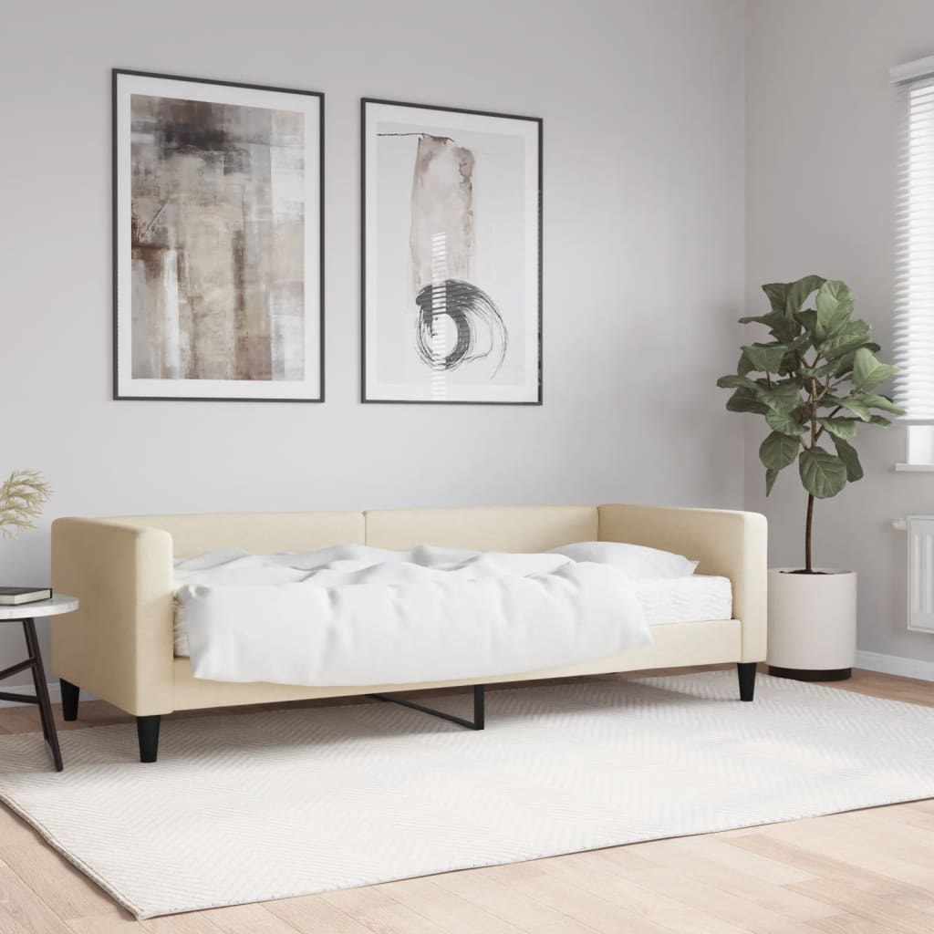 Pat de zi cu saltea, crem, 80x200 cm, textil GartenMobel Dekor