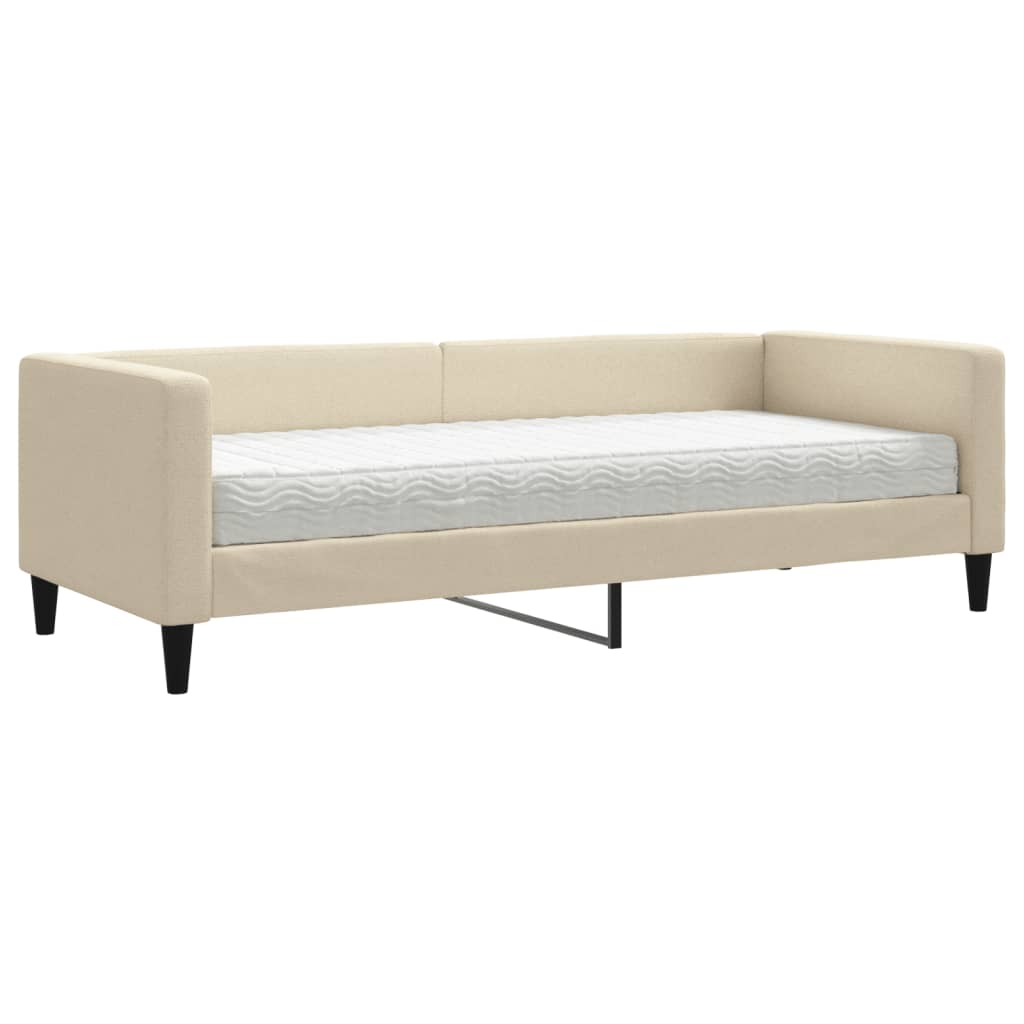 Pat de zi cu saltea, crem, 80x200 cm, textil GartenMobel Dekor