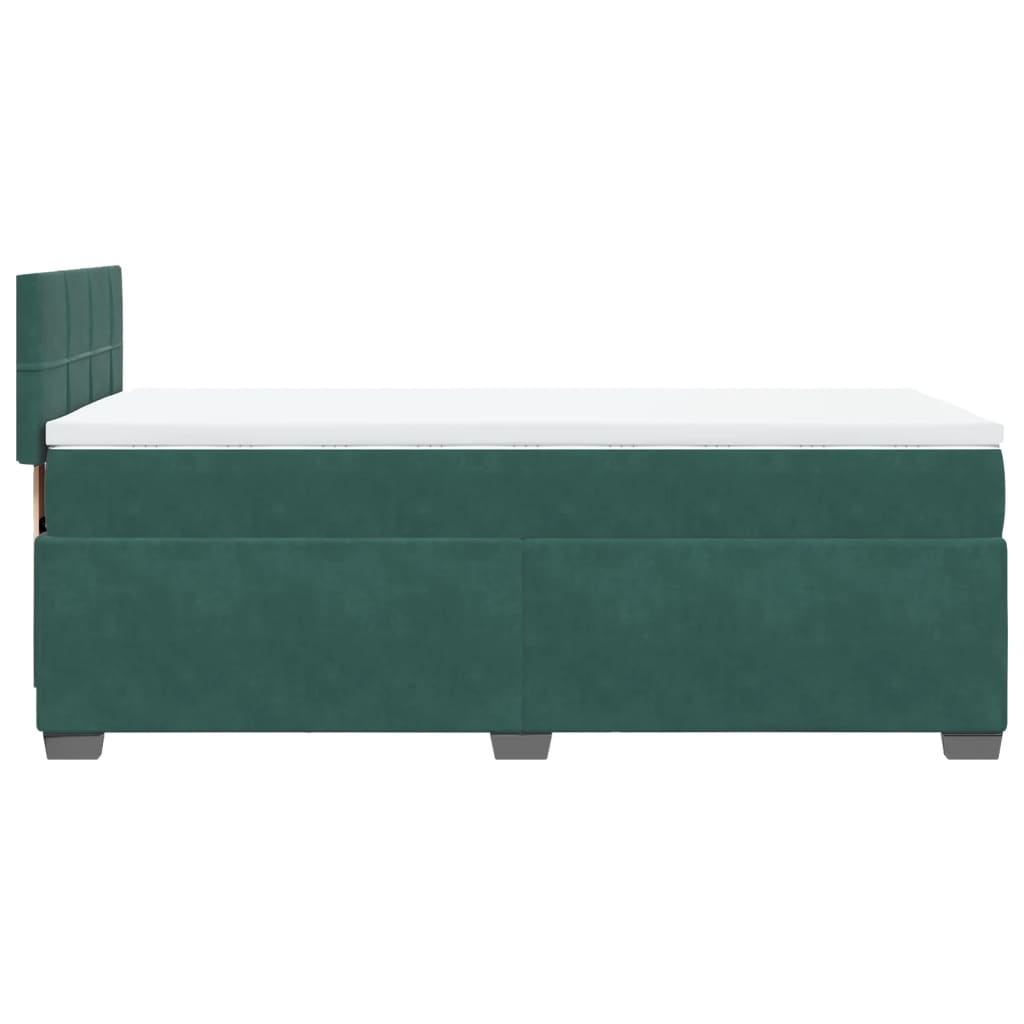 Pat box spring cu saltea, verde închis, 100x200 cm, catifea GartenMobel Dekor