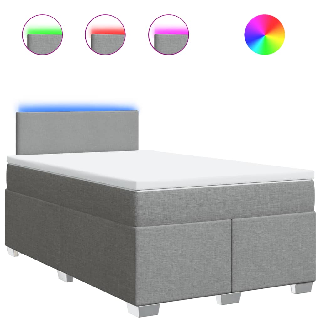 Pat continental cu saltea, gri deschis, 120x200 cm, textil GartenMobel Dekor