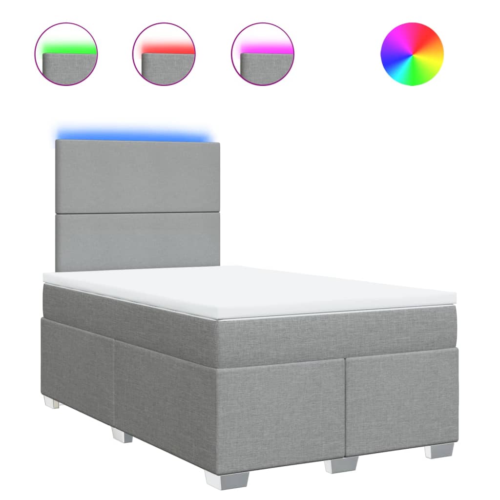 Pat continental cu saltea, gri deschis, 120x200 cm, textil GartenMobel Dekor