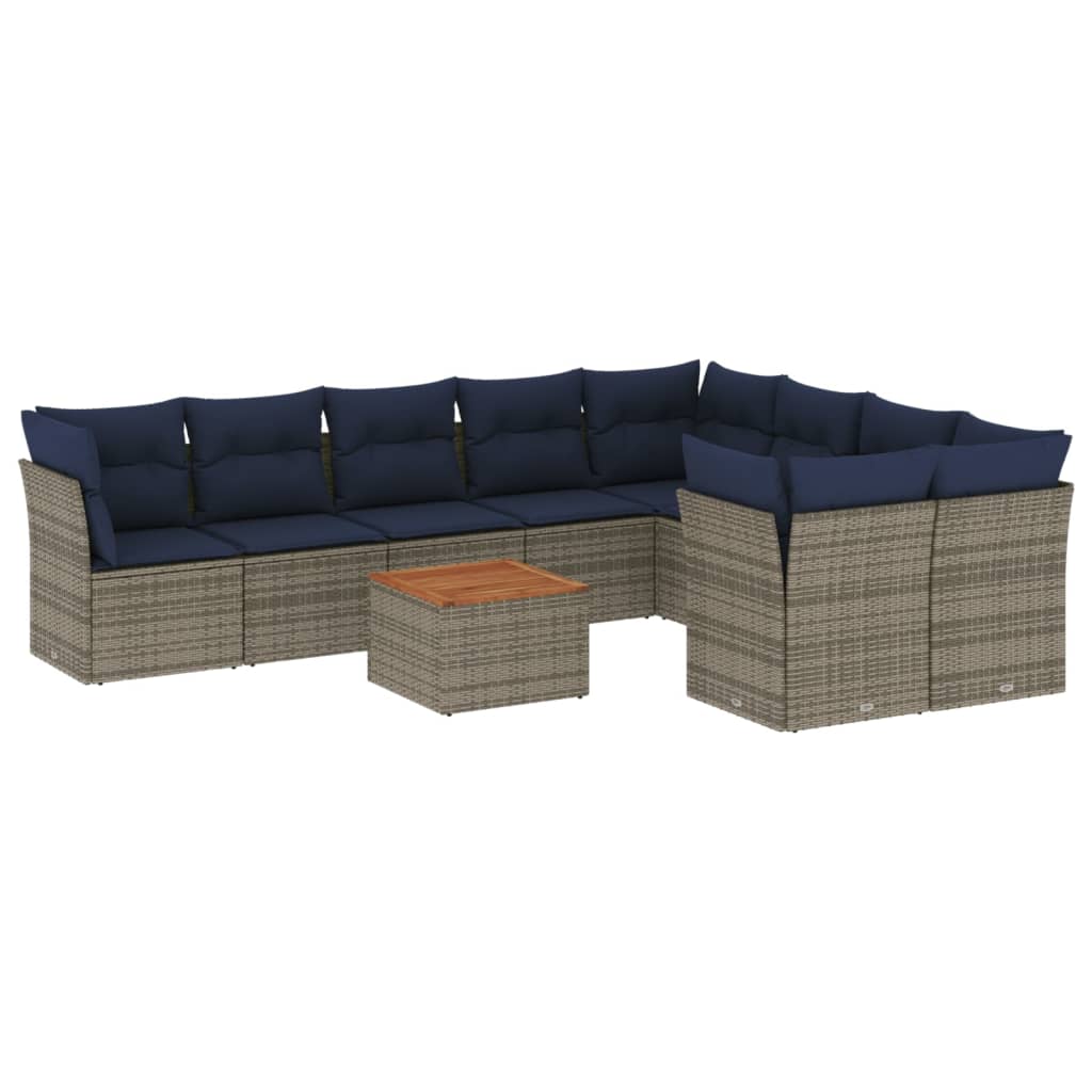 Set canapele de grădină cu perne, 10 piese, gri, poliratan GartenMobel Dekor