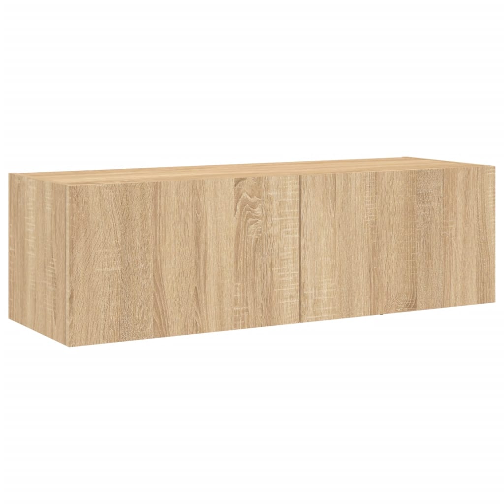 Comode TV de perete cu lumini LED, 3 piese, stejar sonoma GartenMobel Dekor