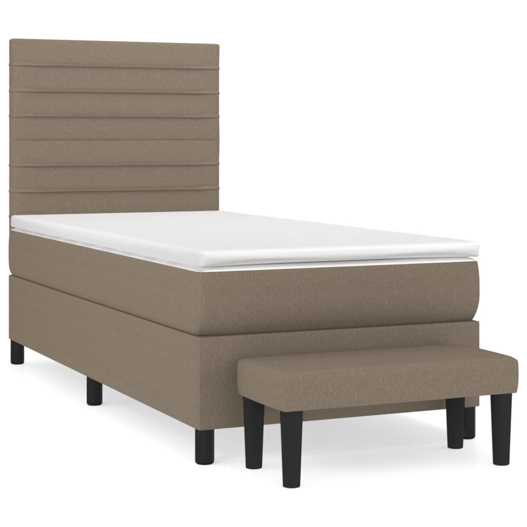 Pat box spring cu saltea, gri taupe, 100x200 cm, textil GartenMobel Dekor