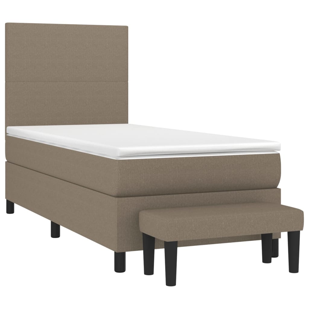 Pat box spring cu saltea, gri taupe, 100x200 cm, textil GartenMobel Dekor