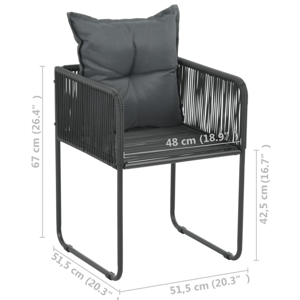 Scaune de exterior cu perne, 4 buc., negru, poliratan  GartenMobel Dekor
