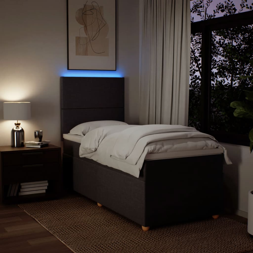 Pat box spring cu saltea, maro închis, 100x200 cm, textil GartenMobel Dekor