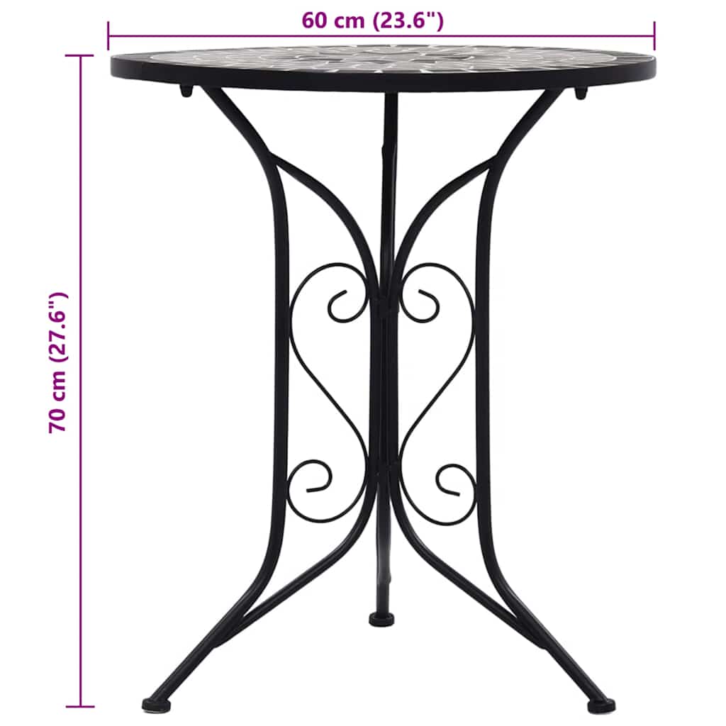 Masă de bistro mozaic, gri, 60 cm, ceramică GartenMobel Dekor