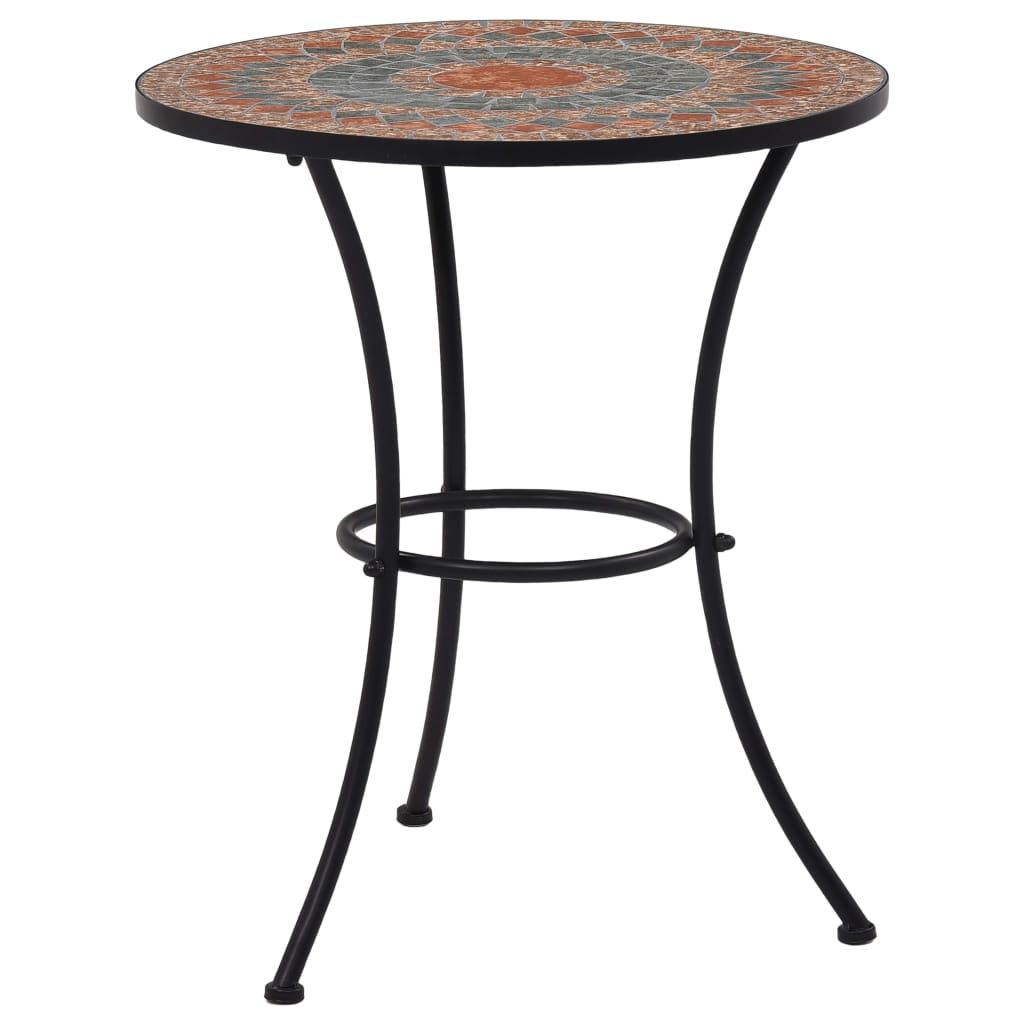 Masă de bistro mozaic, portocaliu/gri, 60 cm, ceramică GartenMobel Dekor