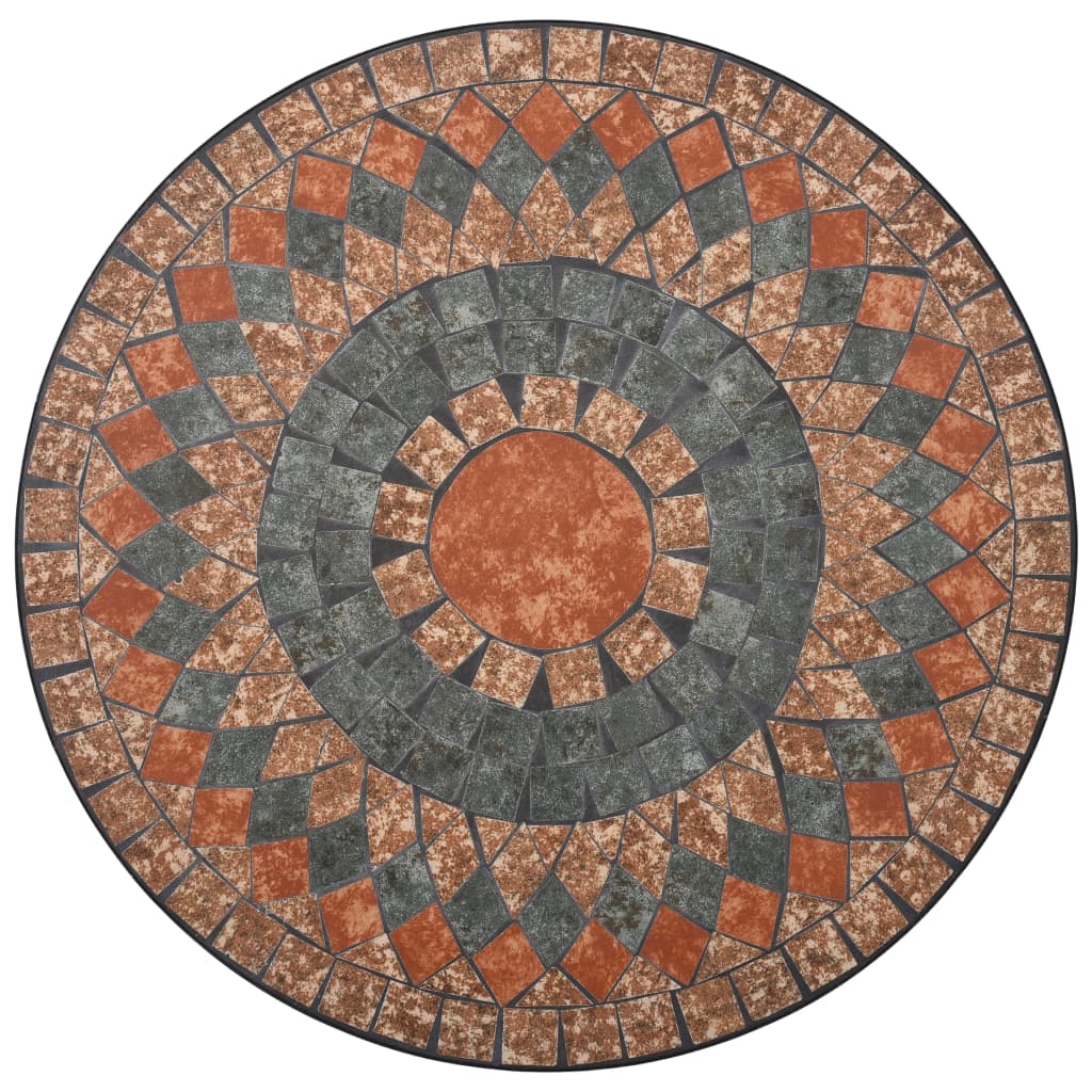 Masă de bistro mozaic, portocaliu/gri, 60 cm, ceramică GartenMobel Dekor