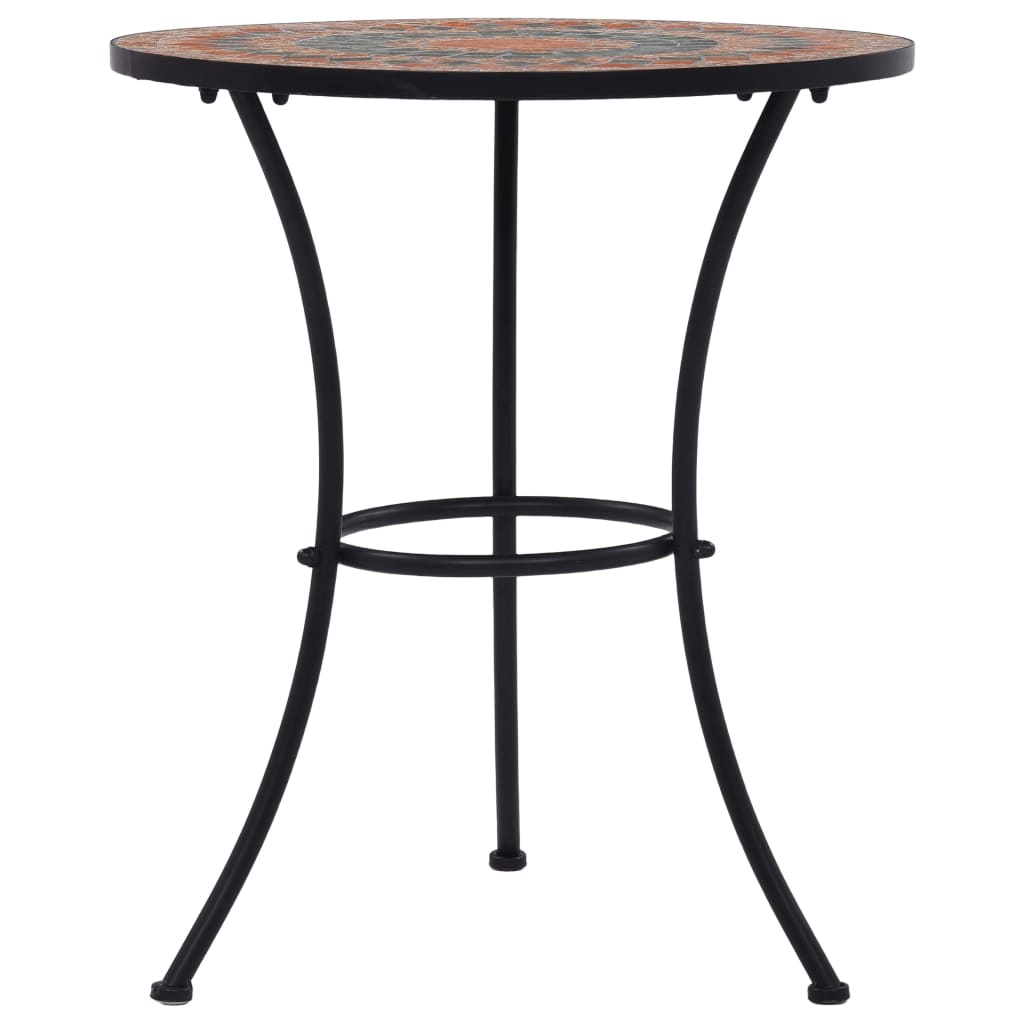 Masă de bistro mozaic, portocaliu/gri, 60 cm, ceramică GartenMobel Dekor
