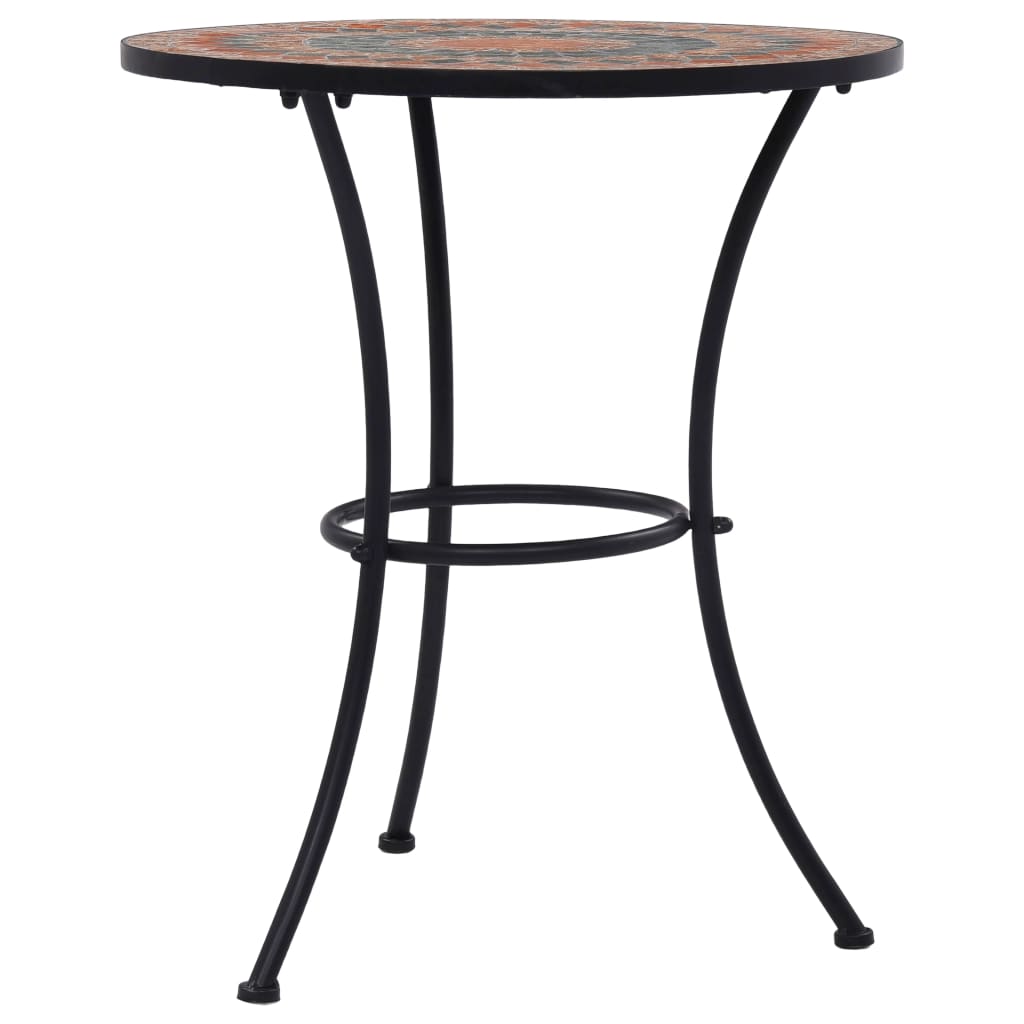 Masă de bistro mozaic, portocaliu/gri, 60 cm, ceramică GartenMobel Dekor