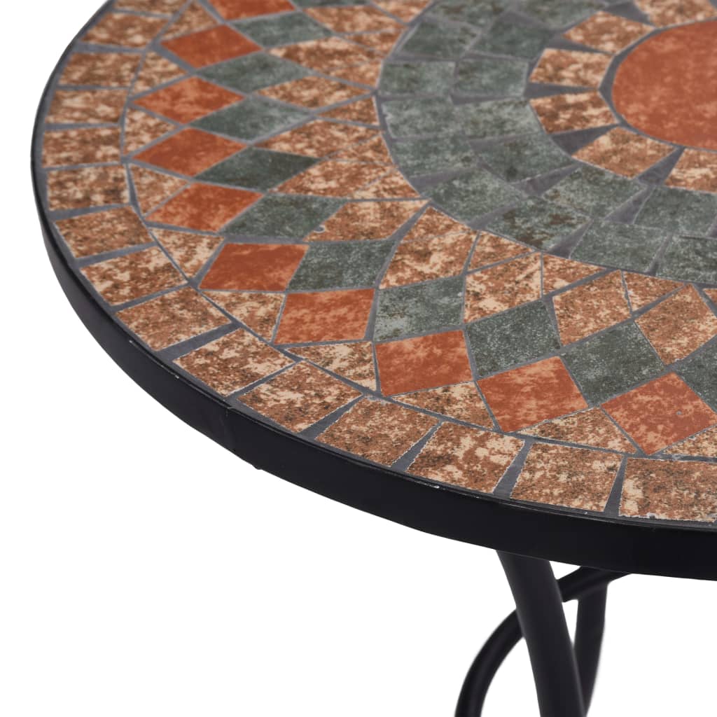 Masă de bistro mozaic, portocaliu/gri, 60 cm, ceramică GartenMobel Dekor