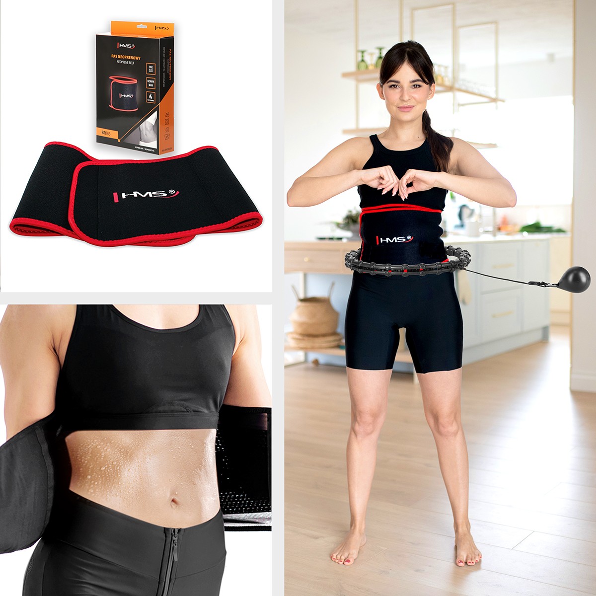 Cerc Hula Hoop cu Greutate HMS HHW02 43 cm, Negru FitLine Training