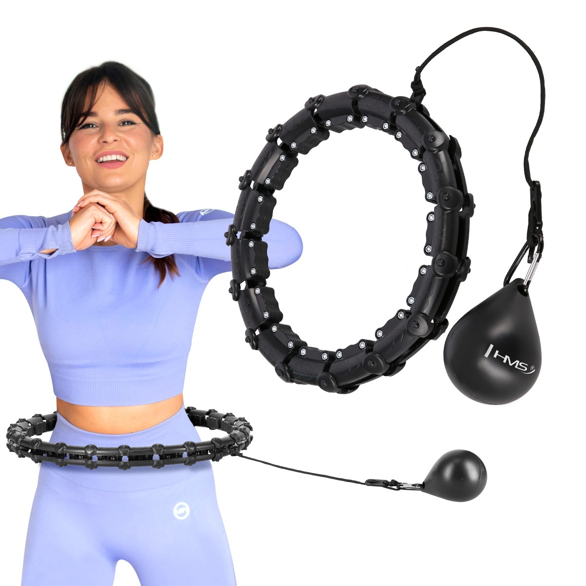 Cerc Hula Hoop cu Greutate HMS HHW02 43 cm, Negru FitLine Training