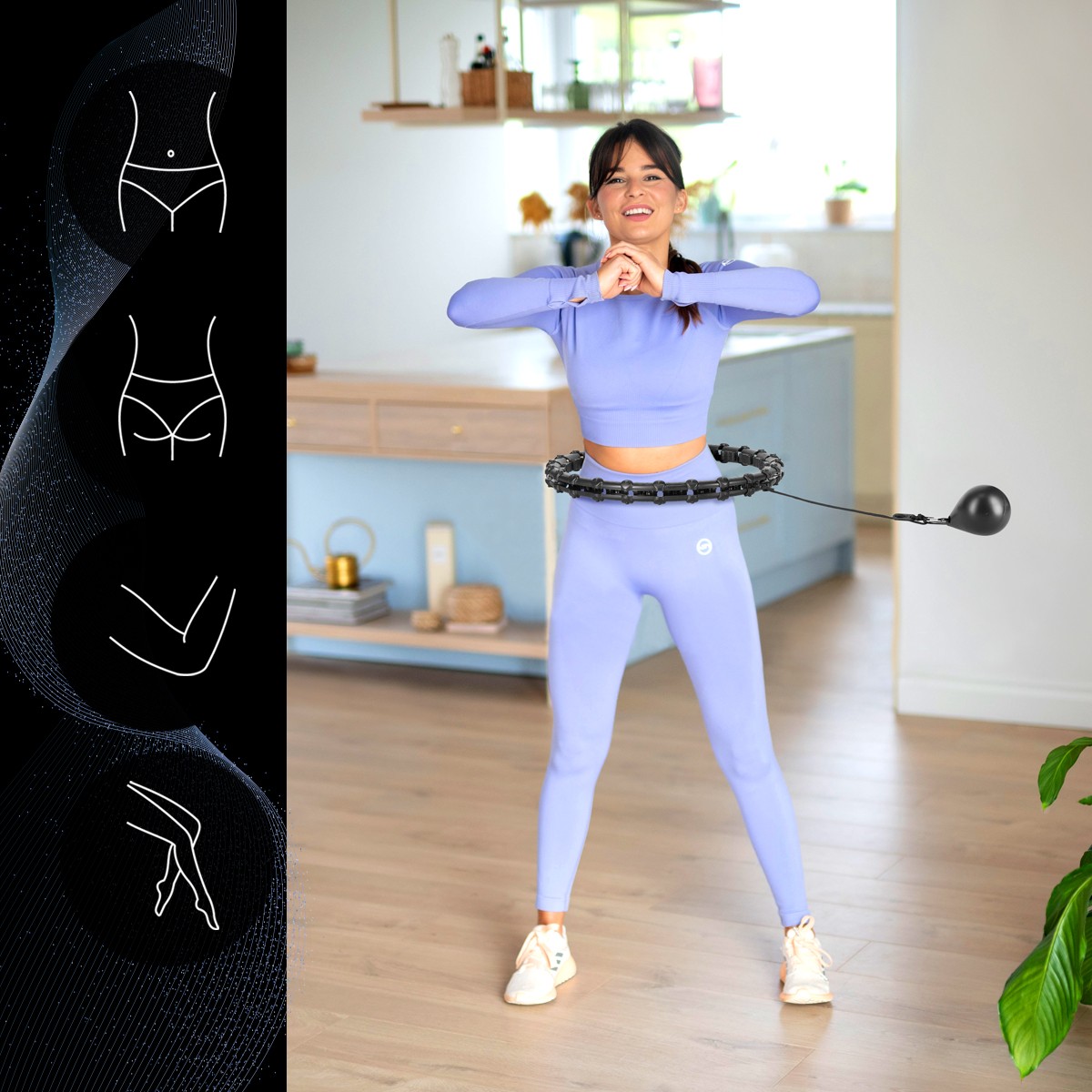 Cerc Hula Hoop cu Greutate HMS HHW02 43 cm, Negru FitLine Training