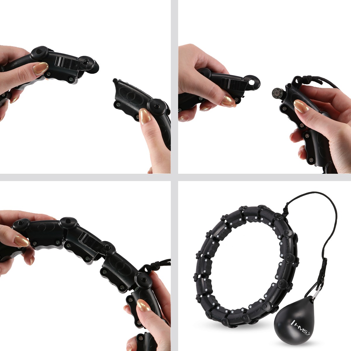 Cerc Hula Hoop cu Greutate HMS HHW02 43 cm, Negru FitLine Training