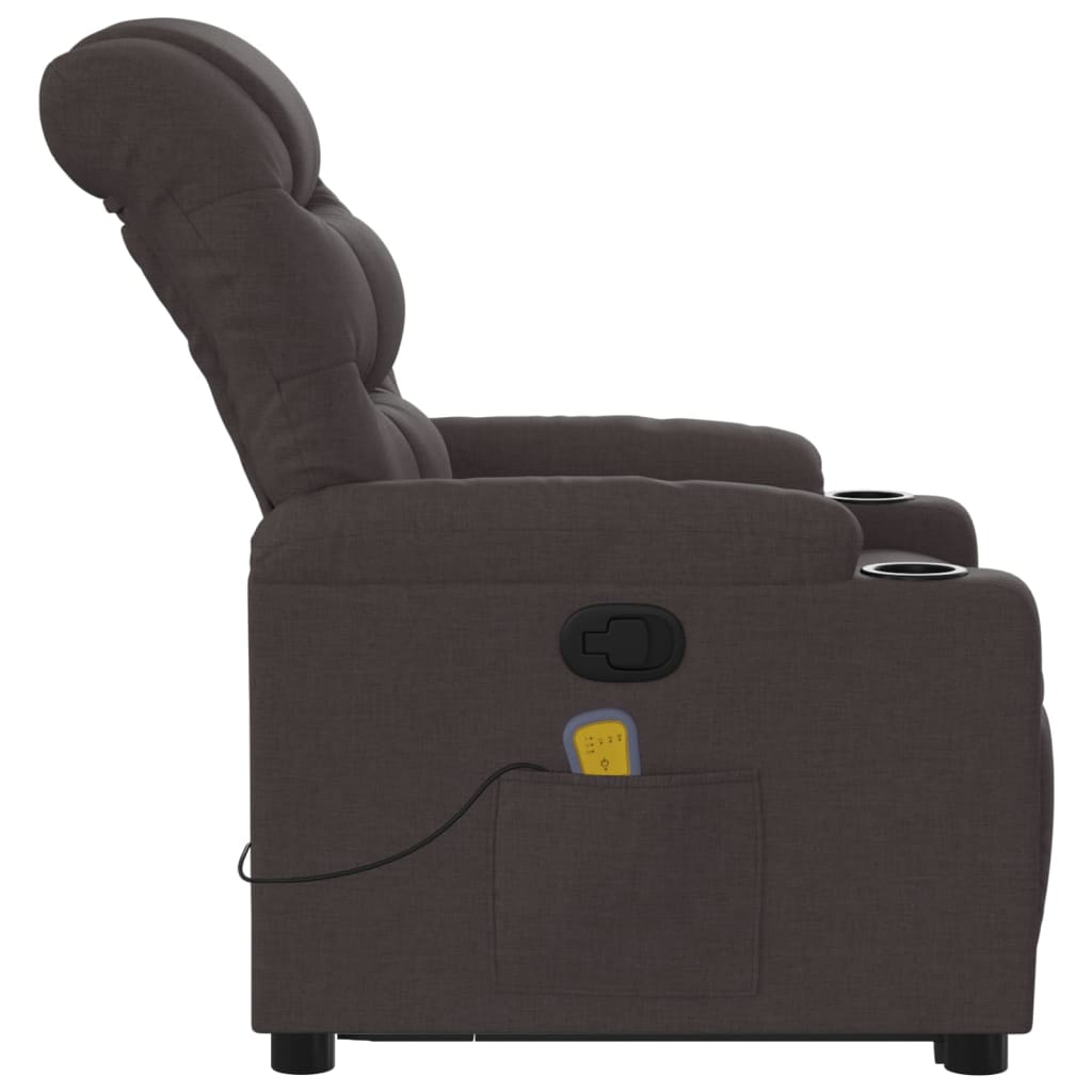 Fotoliu rabatabil de masaj, cu ridicare, maro închis, textil GartenMobel Dekor