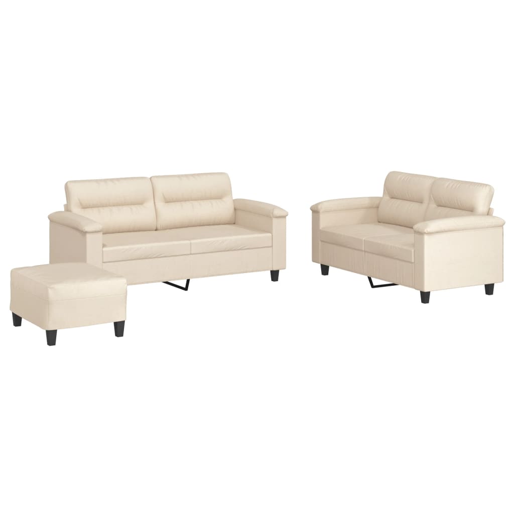 Set de canapele cu perne, 3 piese, bej, microfibră GartenMobel Dekor