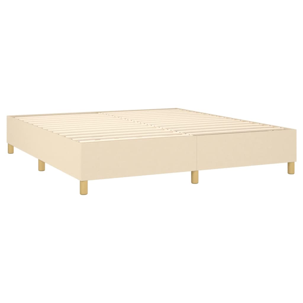 Pat box spring cu saltea, crem, 160x200 cm, material textil GartenMobel Dekor