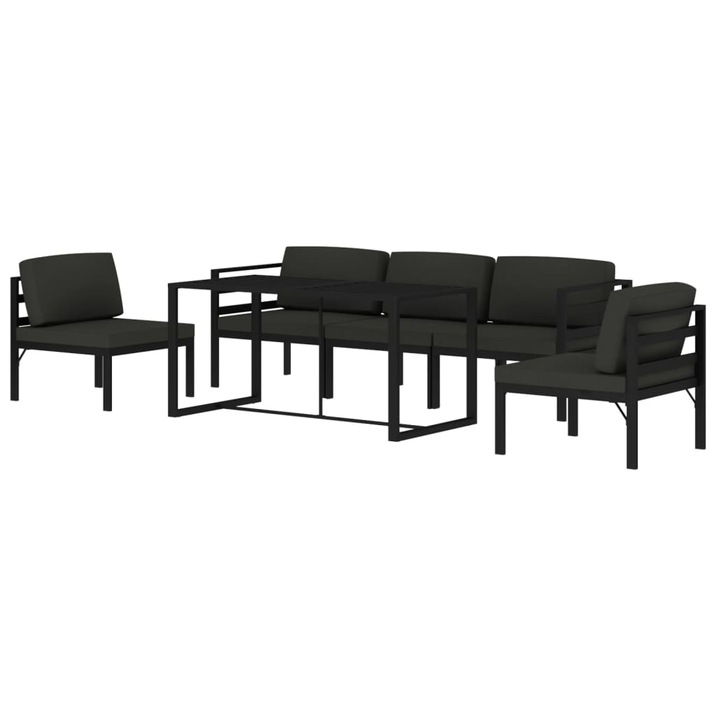 Set mobilier de grădină cu perne, 6 piese, antracit, aluminiu GartenMobel Dekor