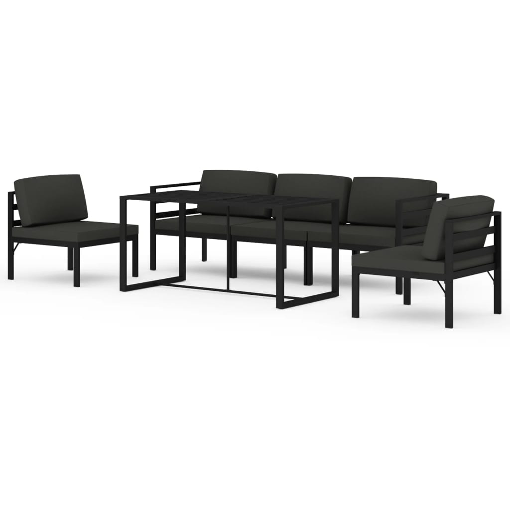 Set mobilier de grădină cu perne, 6 piese, antracit, aluminiu GartenMobel Dekor