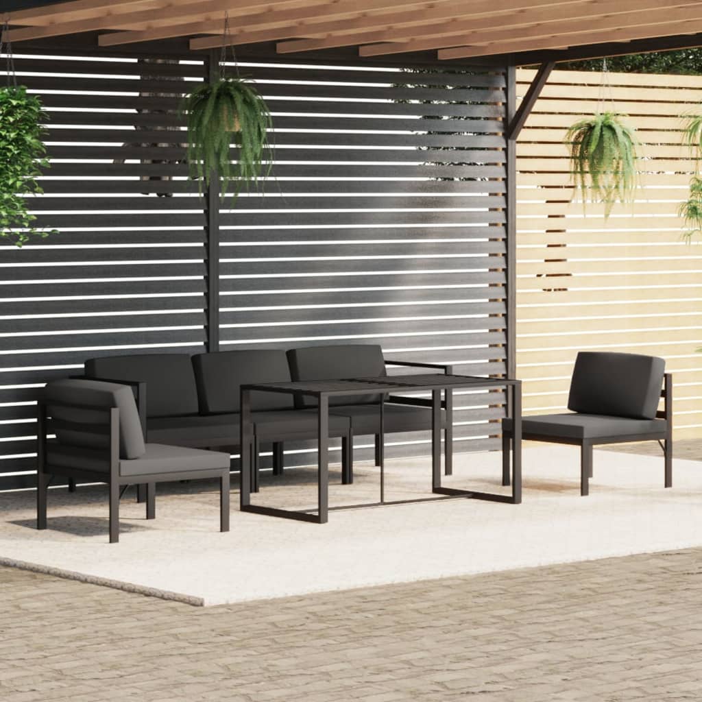 Set mobilier de grădină cu perne, 6 piese, antracit, aluminiu GartenMobel Dekor