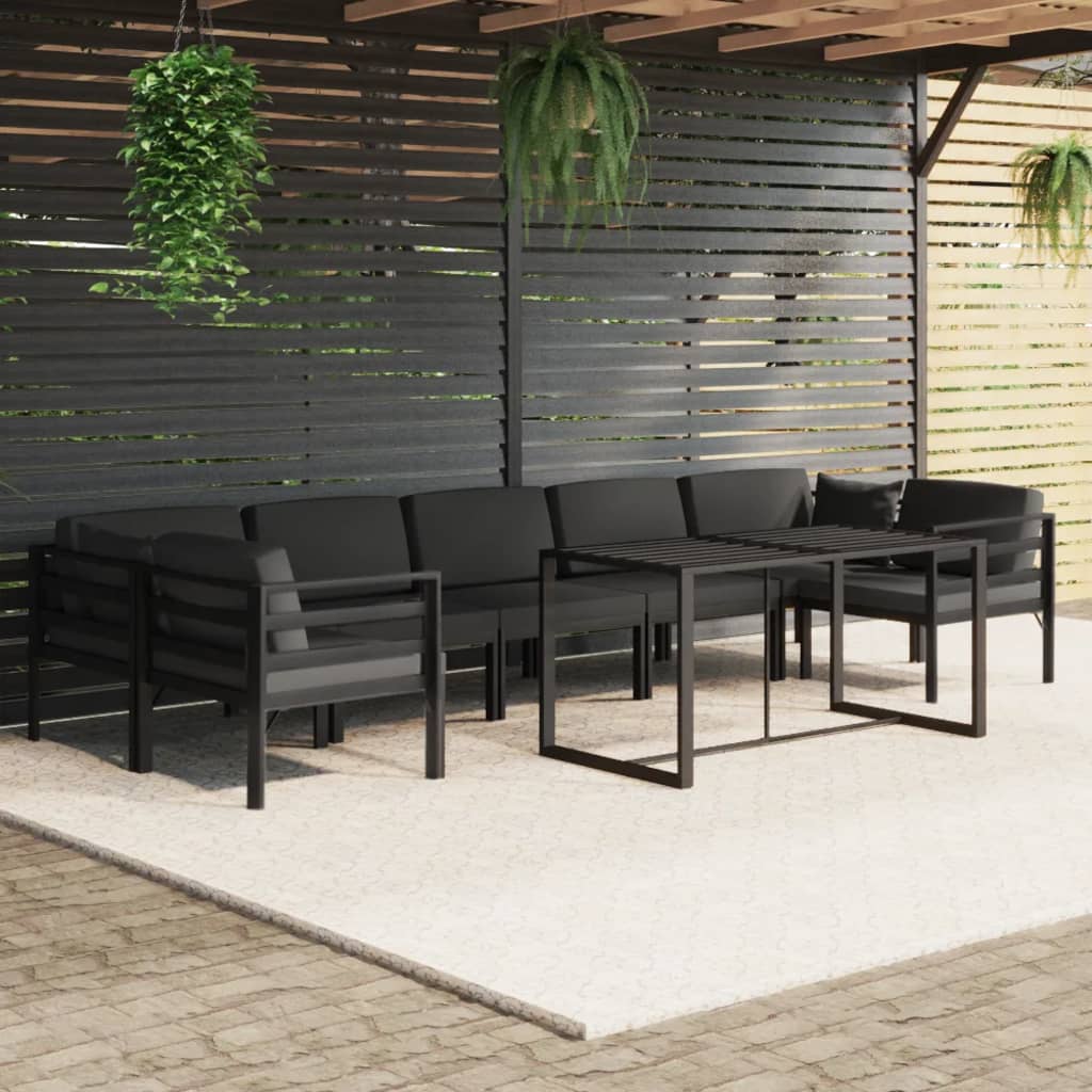 Set mobilier de grădină cu perne, 8 piese, antracit, aluminiu GartenMobel Dekor