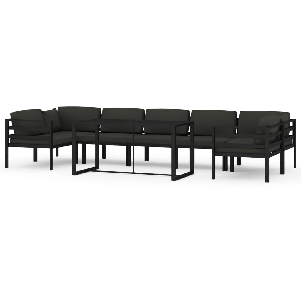 Set mobilier de grădină cu perne, 8 piese, antracit, aluminiu GartenMobel Dekor