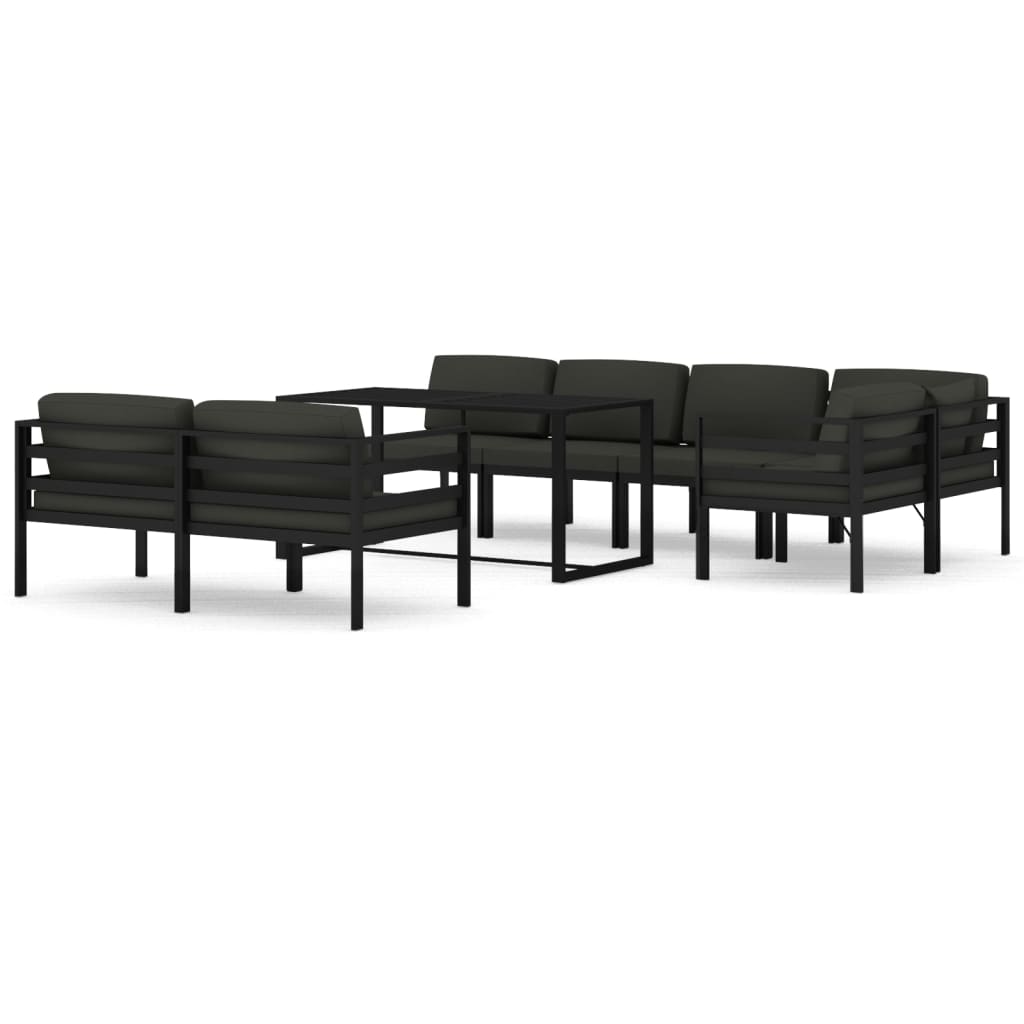 Set mobilier de grădină cu perne, 8 piese, antracit, aluminiu GartenMobel Dekor