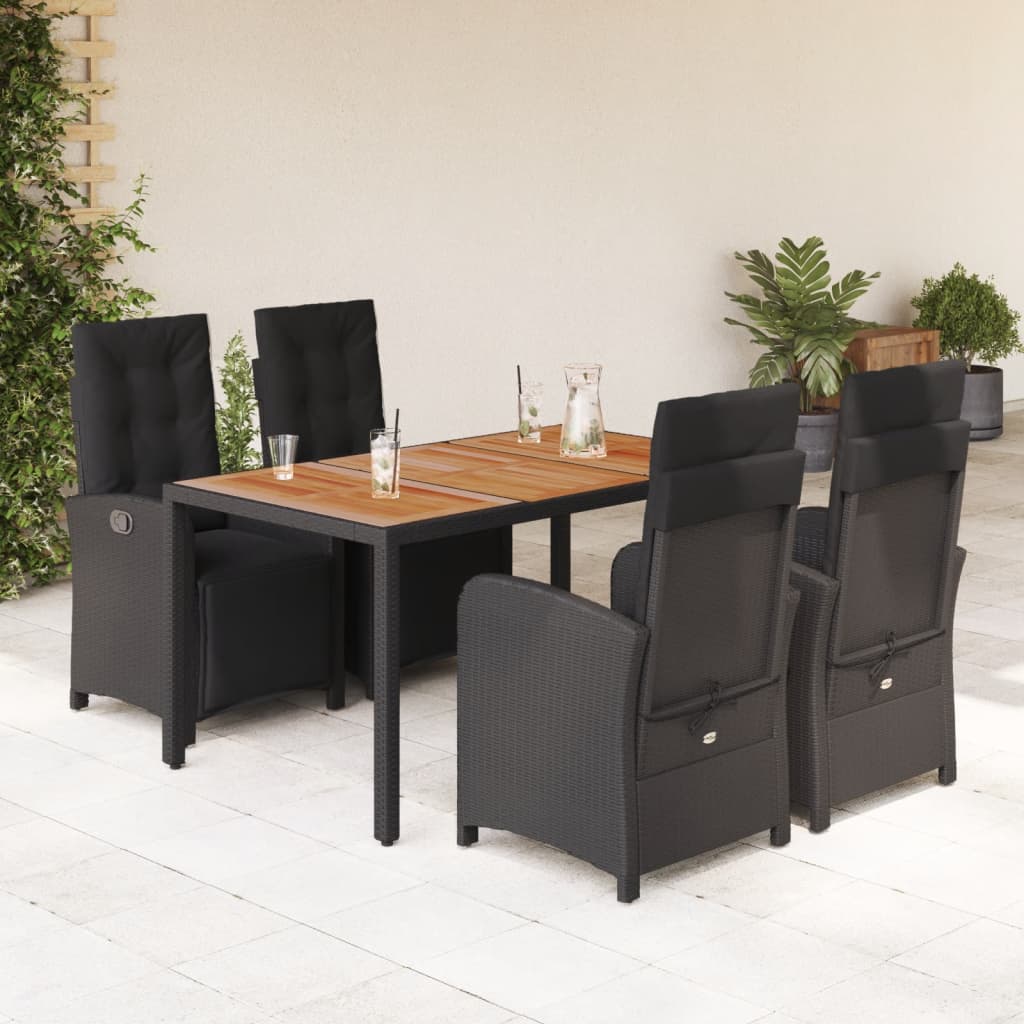 Set mobilier de grădină cu perne, 5 piese, negru, poliratan GartenMobel Dekor