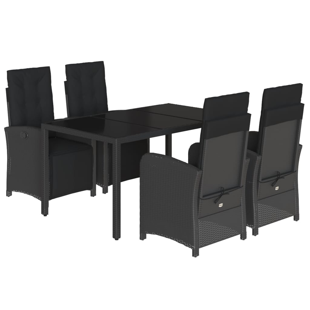 Set mobilier de grădină cu perne, 5 piese, negru, poliratan GartenMobel Dekor