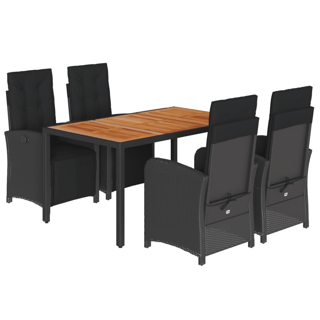 Set mobilier de grădină cu perne, 5 piese, negru, poliratan GartenMobel Dekor