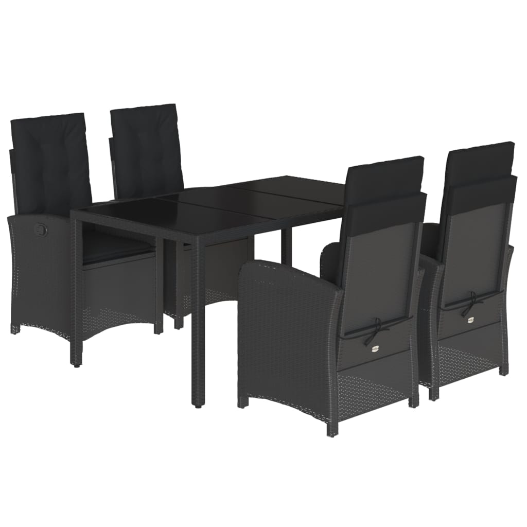 Set mobilier de grădină cu perne, 5 piese, negru, poliratan GartenMobel Dekor