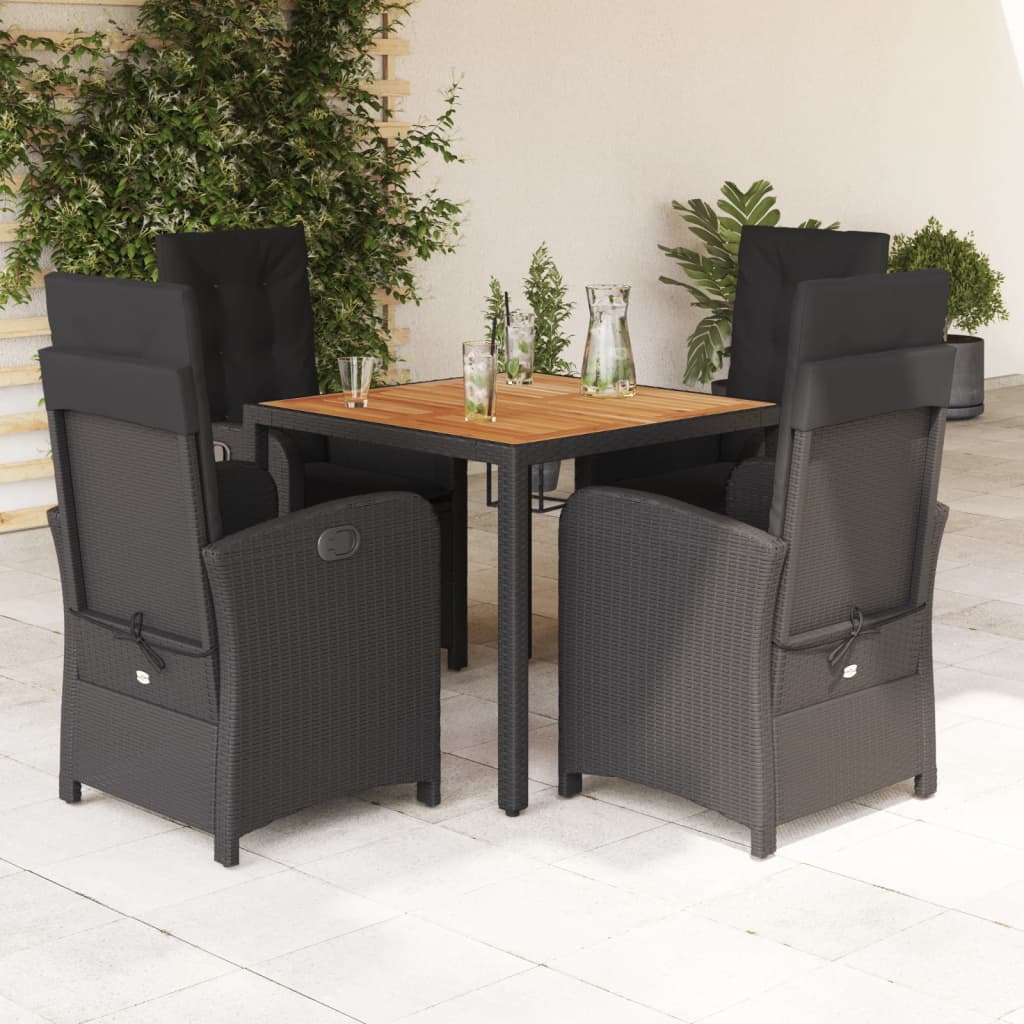 Set mobilier de grădină cu perne, 5 piese, negru, poliratan GartenMobel Dekor
